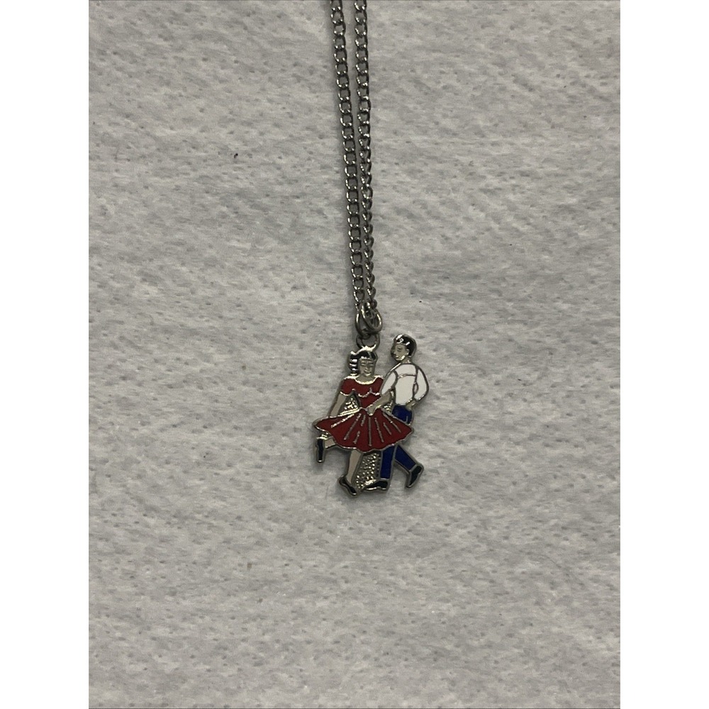Country Western Music Square Dancing Enamel Necklace 18"